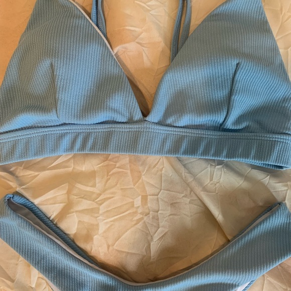 Baby Blue Ribbed Bikini - Picture 2 of 3